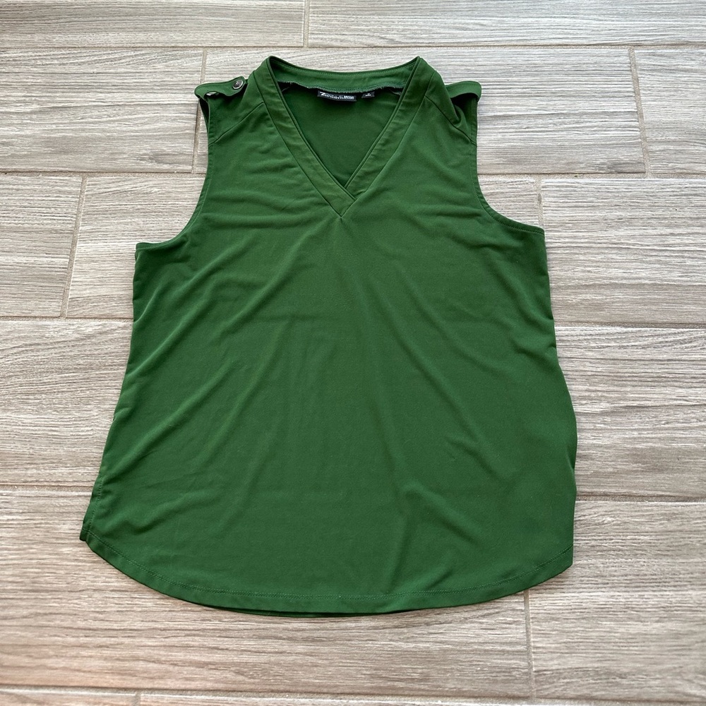 🔥3 for $5 7th Avenue Green Collared Tank Top Blouse